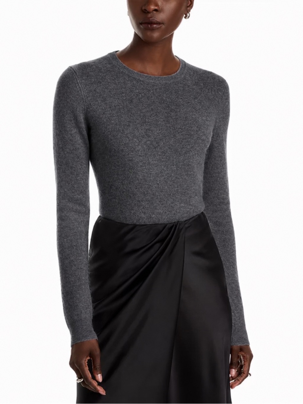 C by Bloomingdale's 100% Cashmere Crewneck Sweater Dark Gray Size S NWOT